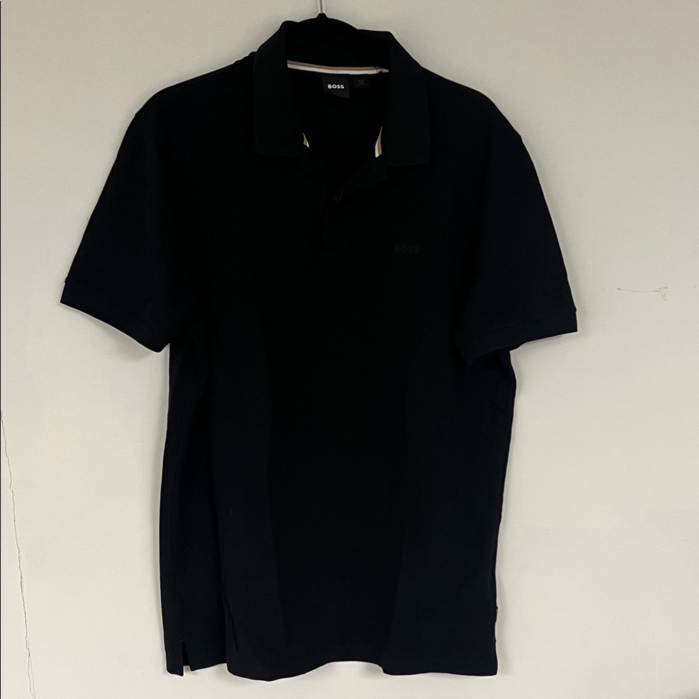 BOSS Men's Black Polo Shirt with Subtle Logo